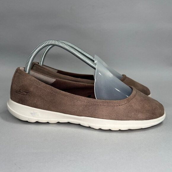 Skechers Shoes Women's Size 7.5 Walk Lite GOGA Max Brown Ballet Comfort Flats - Picture 1 of 13